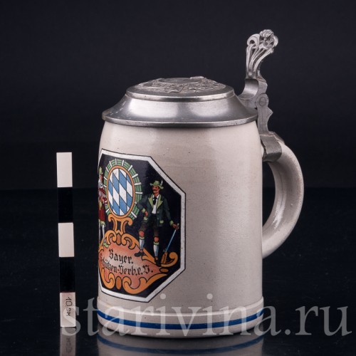 Старинная Кружка Общества Баварских стрелков, Steuler & Co, Германия, пер. пол. 20 в.