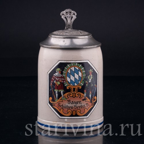 Старинная Кружка Общества Баварских стрелков, Steuler & Co, Германия, пер. пол. 20 в.