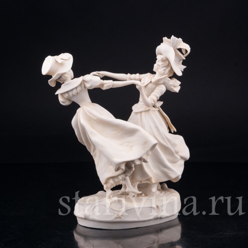 Старинная фарфорвая композиция "В вихре танца", танцующие девушки, Scheibe-Alsbach, Германия, 1925-45 гг.
