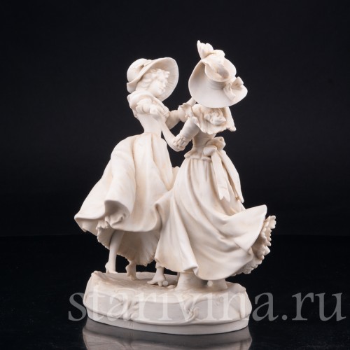 Старинная фарфорвая композиция "В вихре танца", танцующие девушки, Scheibe-Alsbach, Германия, 1925-45 гг.