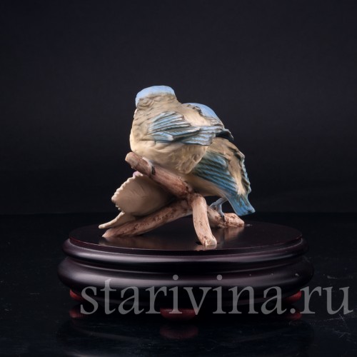 Фигурка птиц из фарфора Лазоревки на ежевике, Alka Kaiser, Германия, вт. пол. 20 в.