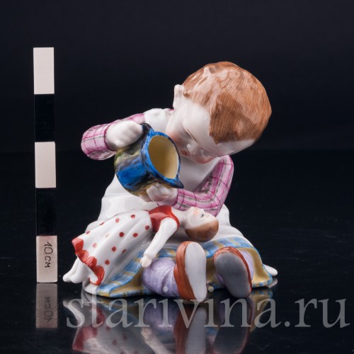 Девочка, поящая куклу, E. A. Muller, Германия, нач. 20 в