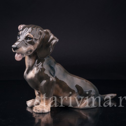 Фарфоровая статуэтка собаки Такса с завернутым ухом, Royal Copenhagen, Дания, 1963 г.