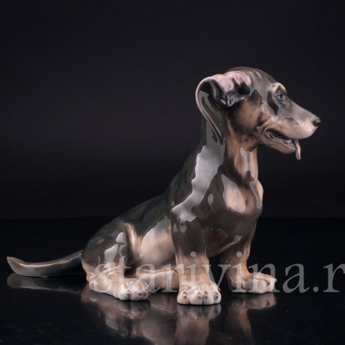 Фарфоровая статуэтка собаки Такса с завернутым ухом, Royal Copenhagen, Дания, 1963 г.