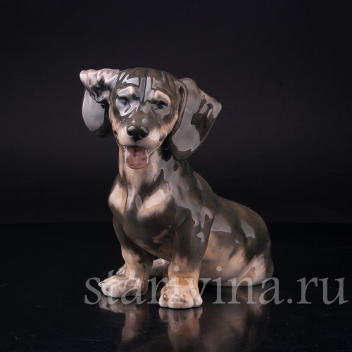 Фарфоровая статуэтка собаки Такса с завернутым ухом, Royal Copenhagen, Дания, 1963 г.