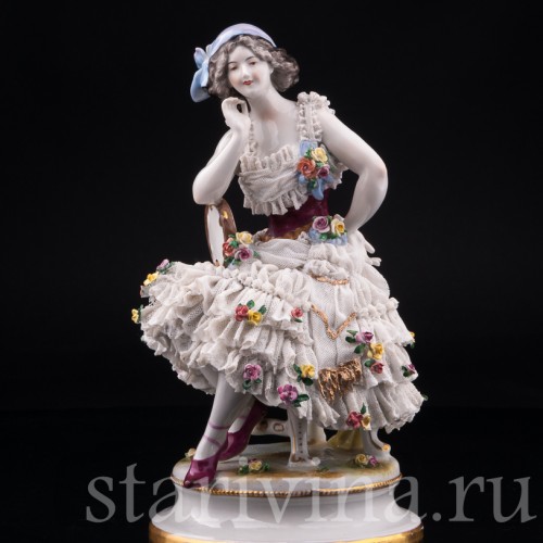 Анна Павлова в роли Китри, кружевная, Volkstedt, Германия, до 1935 г