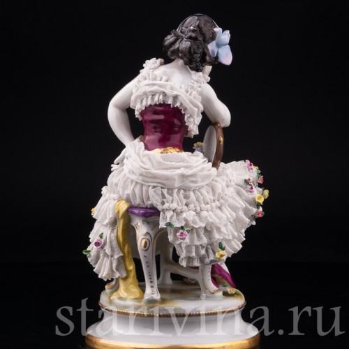 Анна Павлова в роли Китри, кружевная, Volkstedt, Германия, до 1935 г