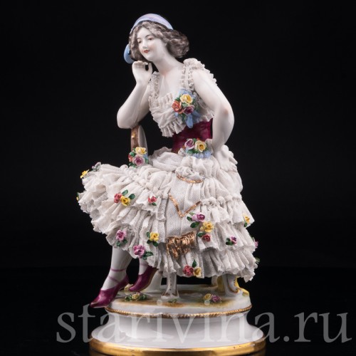 Анна Павлова в роли Китри, кружевная, Volkstedt, Германия, до 1935 г