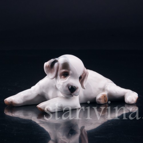 Фигурка собаки из фарфора Лежащий щенок, Rosenthal, Германия, 1928 г.