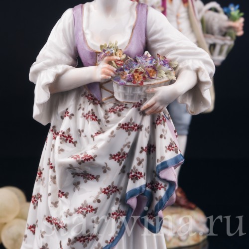 Садовники, пара с цветами, Dressel, Kister & Co, Германия, 1903-04 гг