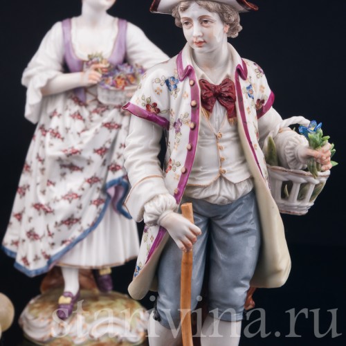 Садовники, пара с цветами, Dressel, Kister & Co, Германия, 1903-04 гг