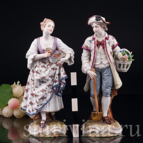 Садовники, пара с цветами, Dressel, Kister & Co, Германия, 1903-04 гг