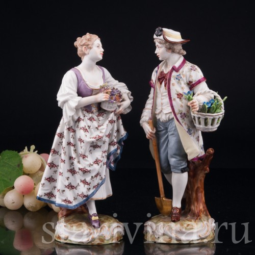 Садовники, пара с цветами, Dressel, Kister & Co, Германия, 1903-04 гг