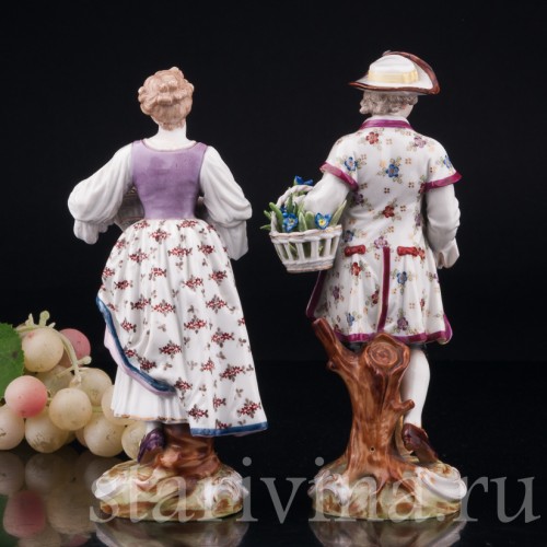 Садовники, пара с цветами, Dressel, Kister & Co, Германия, 1903-04 гг