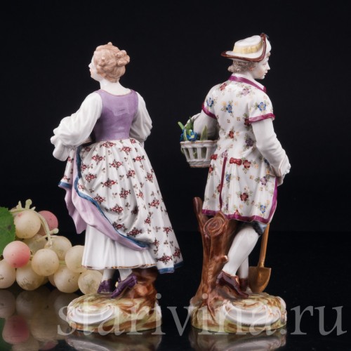 Садовники, пара с цветами, Dressel, Kister & Co, Германия, 1903-04 гг