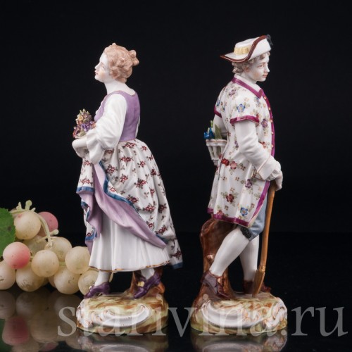 Садовники, пара с цветами, Dressel, Kister & Co, Германия, 1903-04 гг