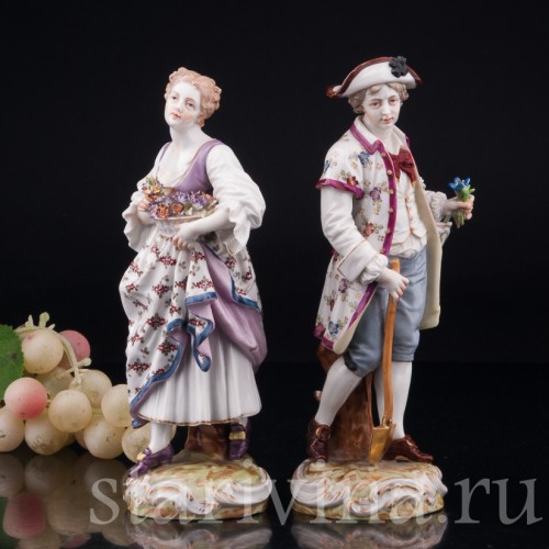 Садовники, пара с цветами, Dressel, Kister & Co, Германия, 1903-04 гг