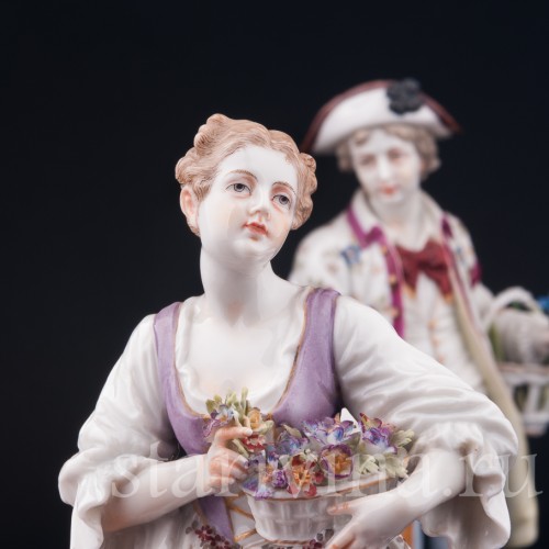 Садовники, пара с цветами, Dressel, Kister & Co, Германия, 1903-04 гг