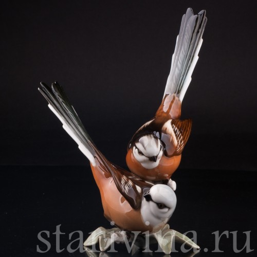 Статуэтка птиц из фарфора Длиннохвостые синицы, Hutschenreuther, Германия, вт. пол. 20 в.