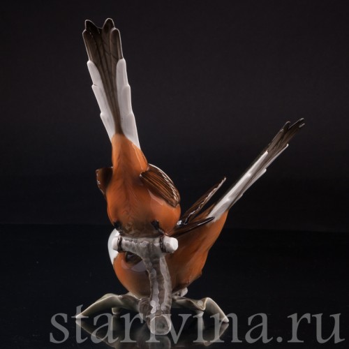 Статуэтка птиц из фарфора Длиннохвостые синицы, Hutschenreuther, Германия, вт. пол. 20 в.