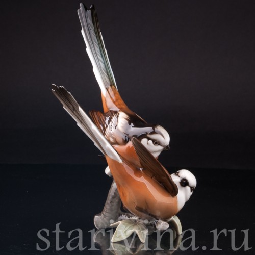 Статуэтка птиц из фарфора Длиннохвостые синицы, Hutschenreuther, Германия, вт. пол. 20 в.