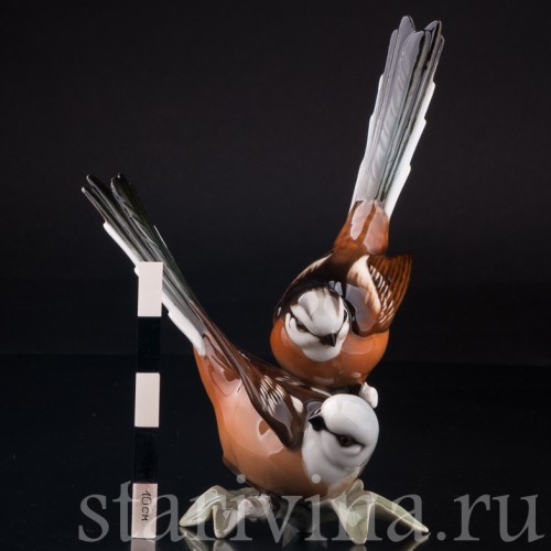 Статуэтка птиц из фарфора Длиннохвостые синицы, Hutschenreuther, Германия, вт. пол. 20 в.