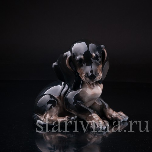 Щенок таксы черный, Rosenthal, Германия, 1950 гг