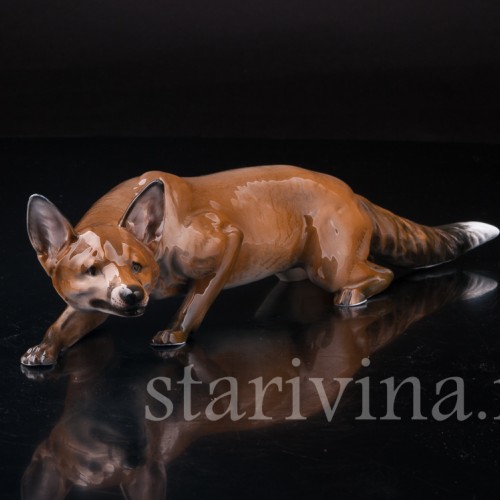 Фигурка из фарфора Крадущаяся лиса, Rosenthal, Германия, 1960 гг.