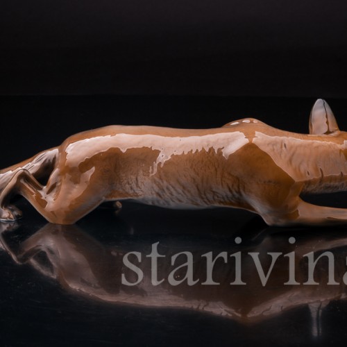 Фигурка из фарфора Крадущаяся лиса, Rosenthal, Германия, 1960 гг.