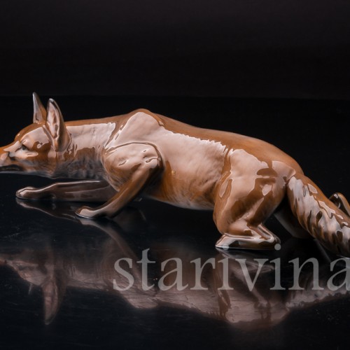 Фигурка из фарфора Крадущаяся лиса, Rosenthal, Германия, 1960 гг.