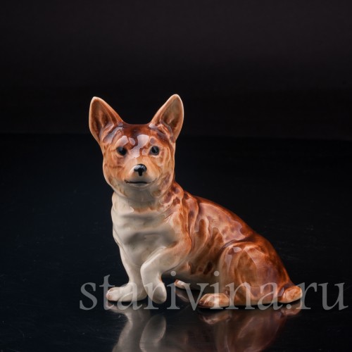 Статуэтка собаки из фарфора Вельш корги, Cortendorf, Германия, до 1973 г.