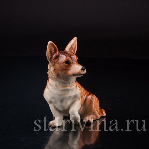 Статуэтка собаки из фарфора Вельш корги, Cortendorf, Германия, до 1973 г.