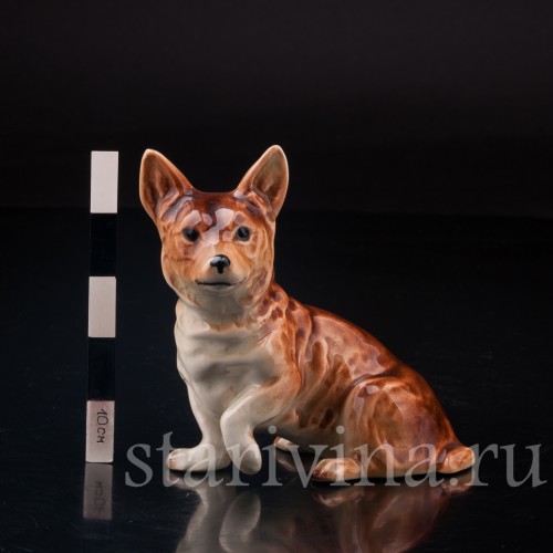 Статуэтка собаки из фарфора Вельш корги, Cortendorf, Германия, до 1973 г.