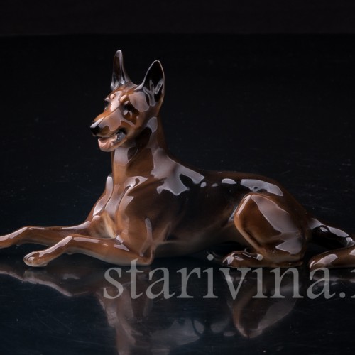 Статуэтка собаки из фарфора Овчарка, миниатюра, Hutschenreuther, Германия, 1970 гг..