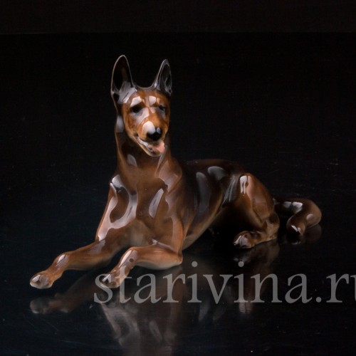Статуэтка собаки из фарфора Овчарка, миниатюра, Hutschenreuther, Германия, 1970 гг..