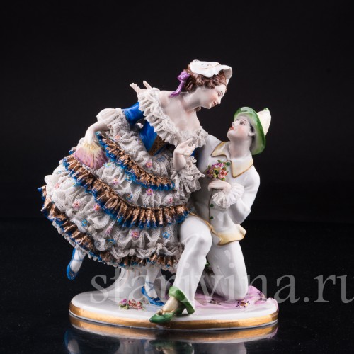"Душевный разговор", Коломбина и Арлекин, кружевная, Volkstedt, Германия, до 1935 г