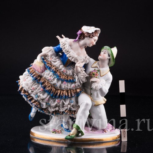 "Душевный разговор", Коломбина и Арлекин, кружевная, Volkstedt, Германия, до 1935 г