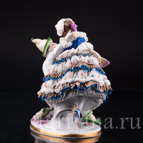 "Душевный разговор", Коломбина и Арлекин, кружевная, Volkstedt, Германия, до 1935 г