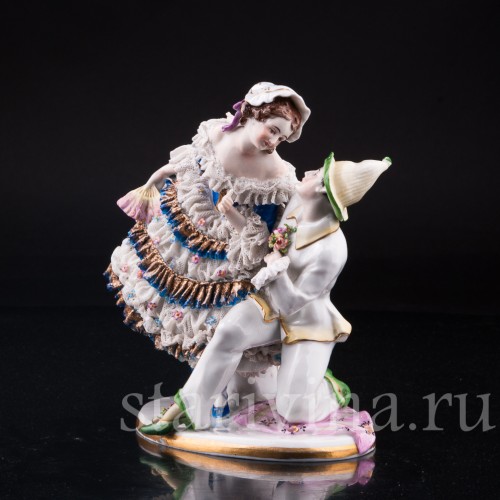 "Душевный разговор", Коломбина и Арлекин, кружевная, Volkstedt, Германия, до 1935 г