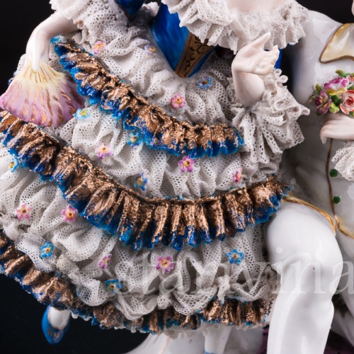 "Душевный разговор", Коломбина и Арлекин, кружевная, Volkstedt, Германия, до 1935 г