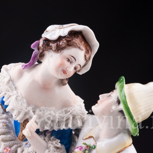 "Душевный разговор", Коломбина и Арлекин, кружевная, Volkstedt, Германия, до 1935 г