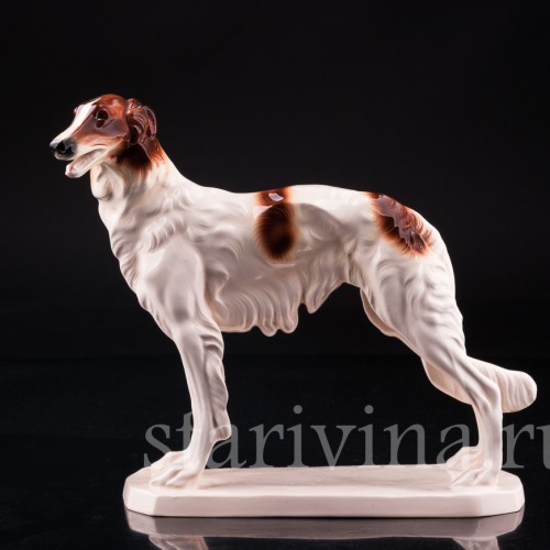 Статуэтка собаки из фарфора Борзая, Hertwig & Co, Германия, сер. 20 в.