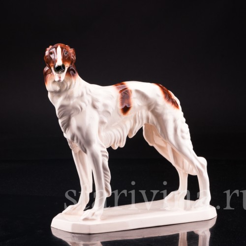 Статуэтка собаки из фарфора Борзая, Hertwig & Co, Германия, сер. 20 в.