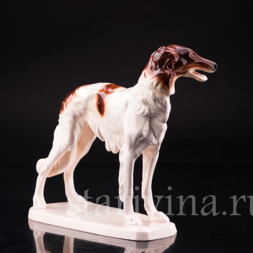 Статуэтка собаки из фарфора Борзая, Hertwig & Co, Германия, сер. 20 в.