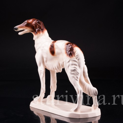 Статуэтка собаки из фарфора Борзая, Hertwig & Co, Германия, сер. 20 в.