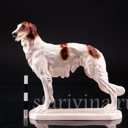 Статуэтка собаки из фарфора Борзая, Hertwig & Co, Германия, сер. 20 в.