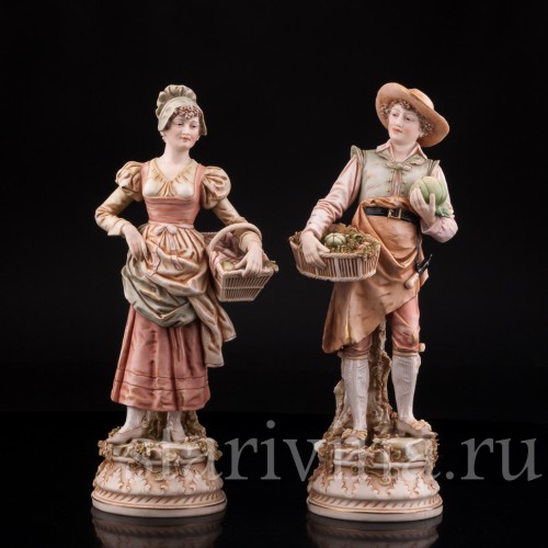 Старинная статуэтка из фарфора С рынка, пара, Royal Dux, Чехия, нач. 20 в.