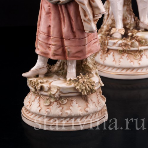 Старинная статуэтка из фарфора С рынка, пара, Royal Dux, Чехия, нач. 20 в.