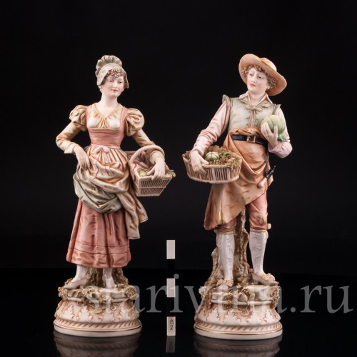 Старинная статуэтка из фарфора С рынка, пара, Royal Dux, Чехия, нач. 20 в.