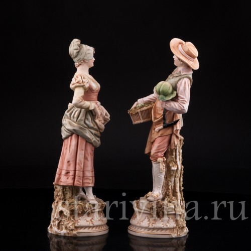 Старинная статуэтка из фарфора С рынка, пара, Royal Dux, Чехия, нач. 20 в.